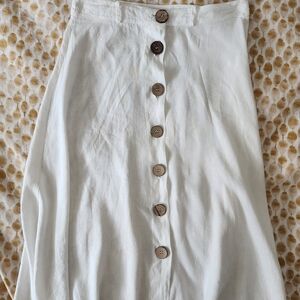 Cream A-Line Midi Skirt for Resort Wear